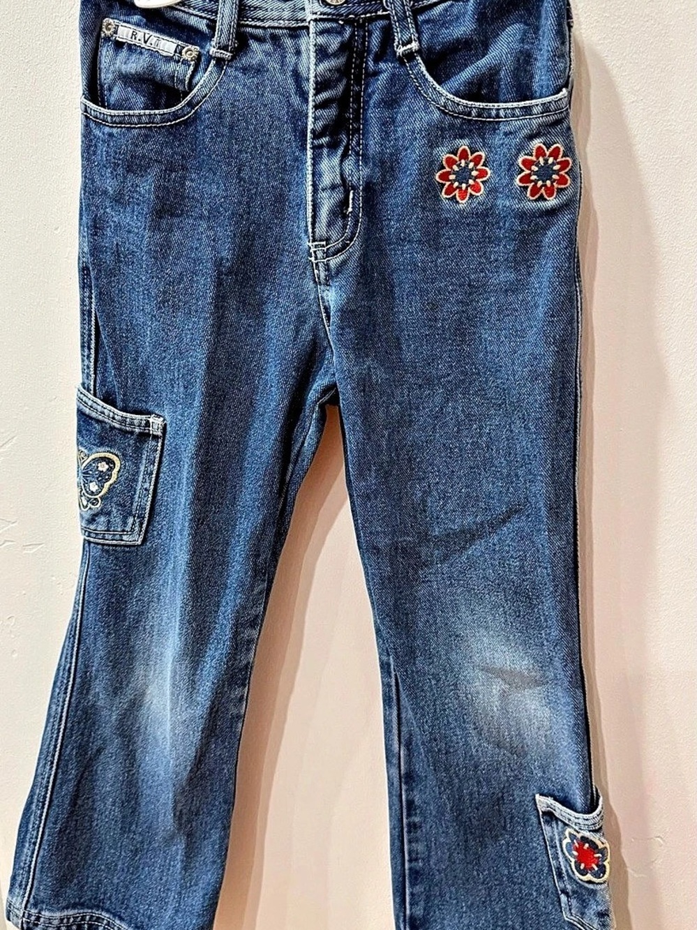 R.V.T Y2K Girls Size 6 Embroidered Blue Jeans Like New